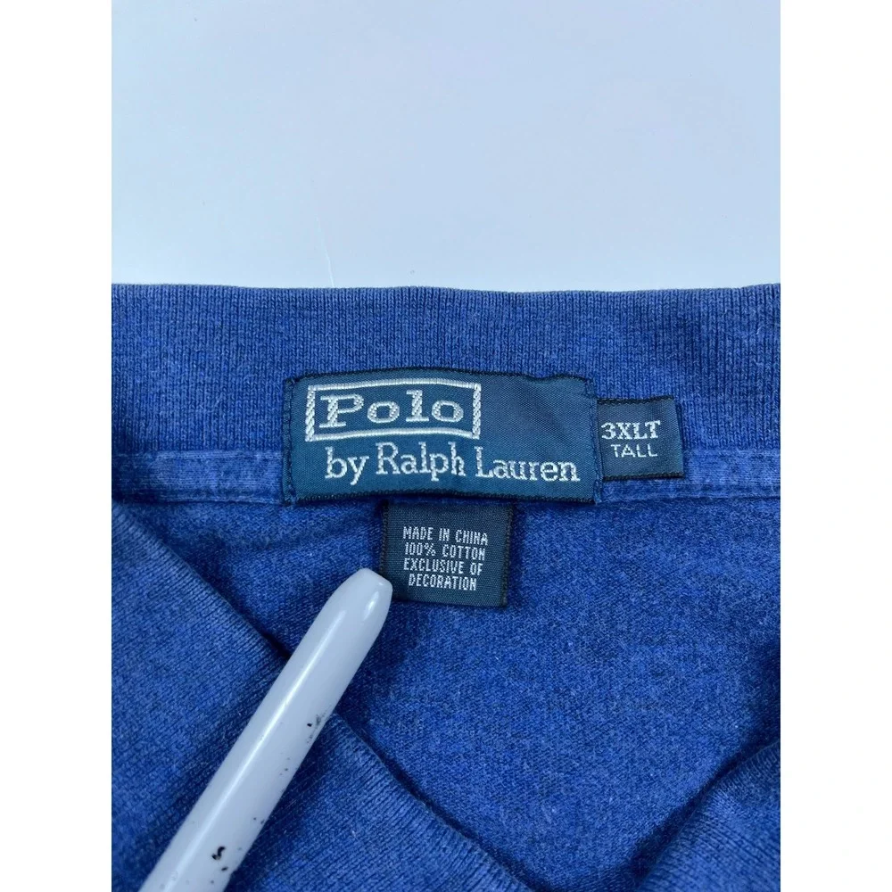 Lot of 4 Polo Ralph Lauren Mens 3XLT Tall Polo Shirts Blue Tan Cotton Preppy